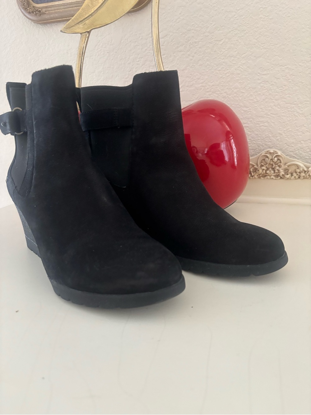 UGG Black Suede Wedge Ankle Boots